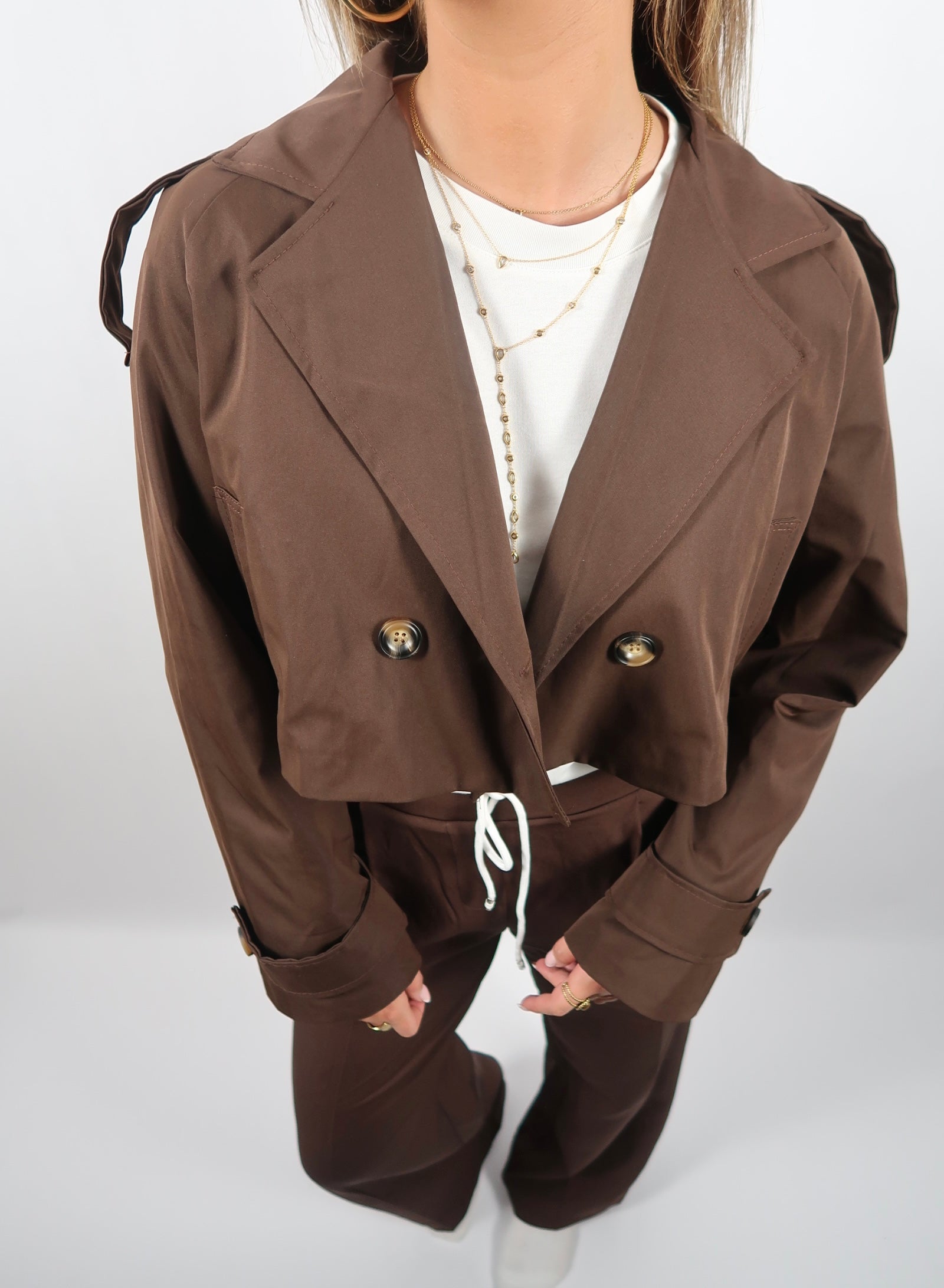 Choco Cropped Trench