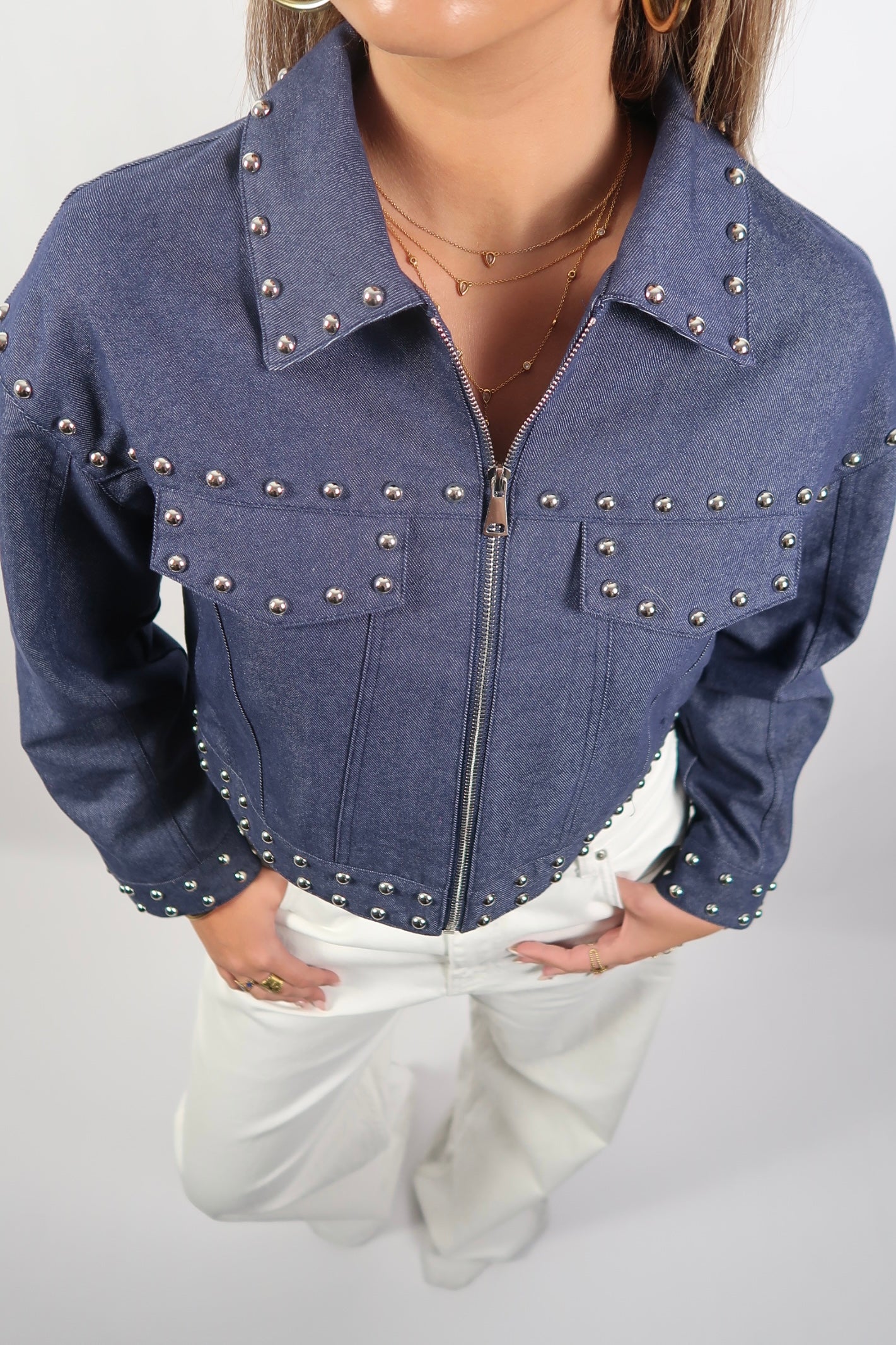 Cropped Studded Jacket