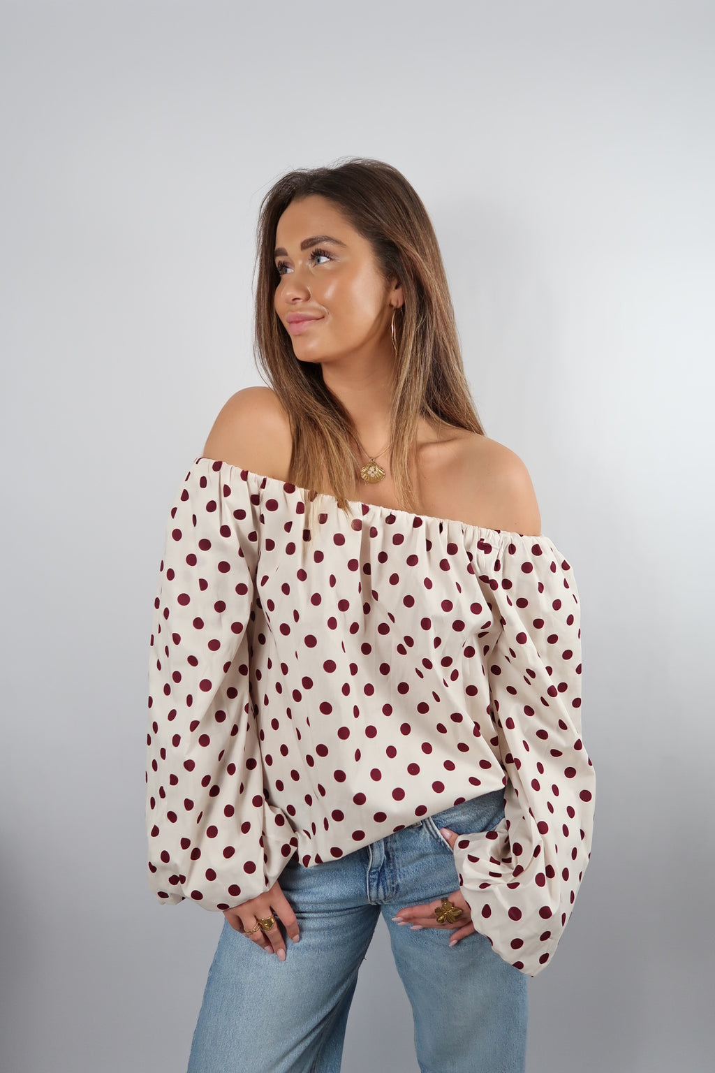 White Polka Top