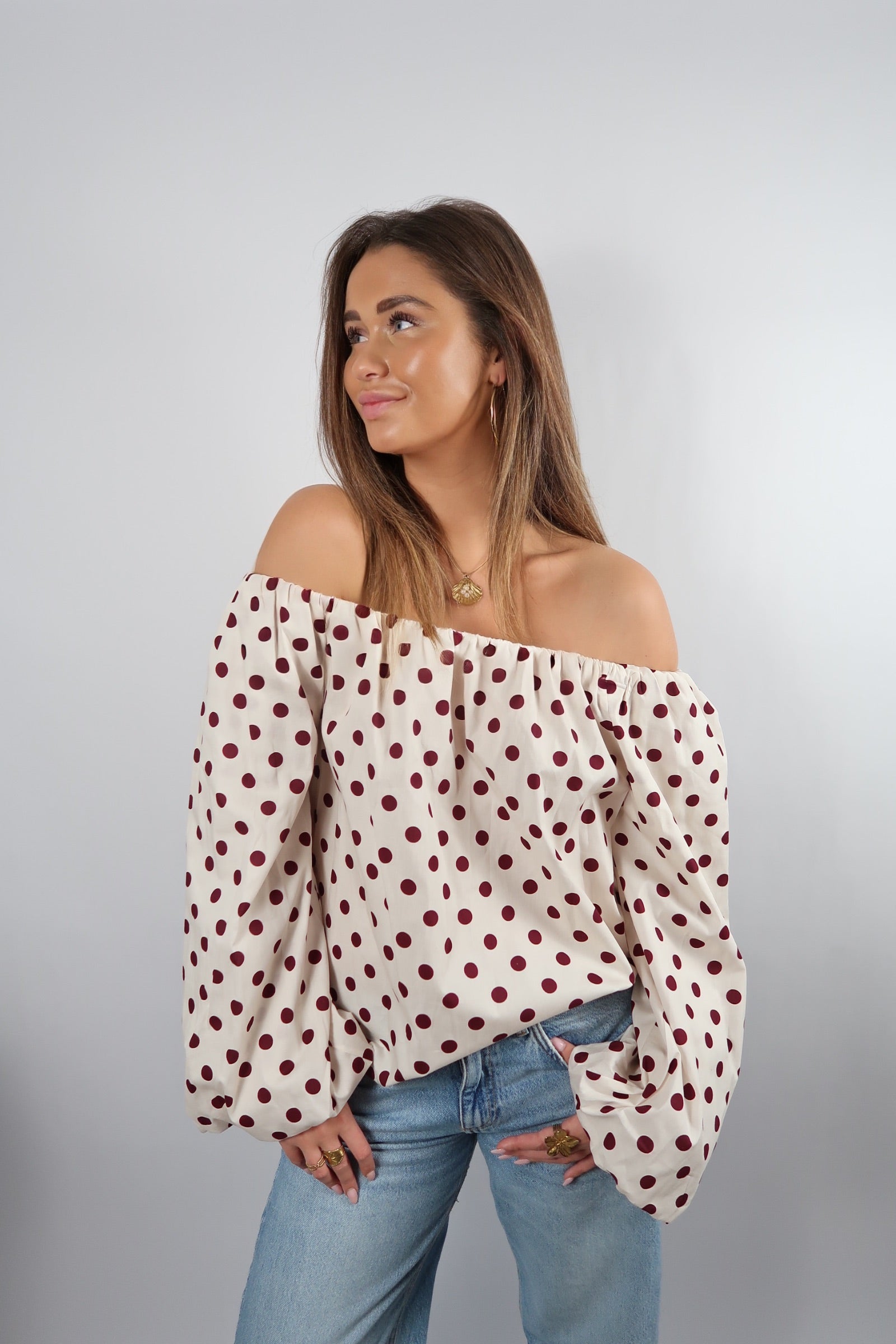 White Polka Top