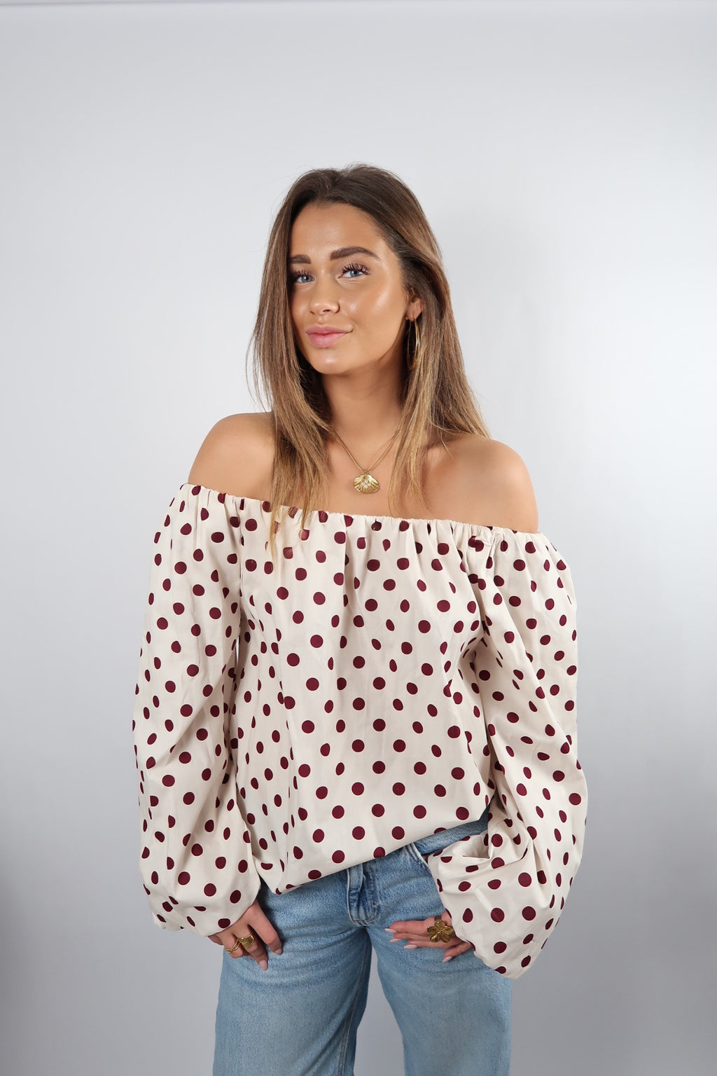 White Polka Top