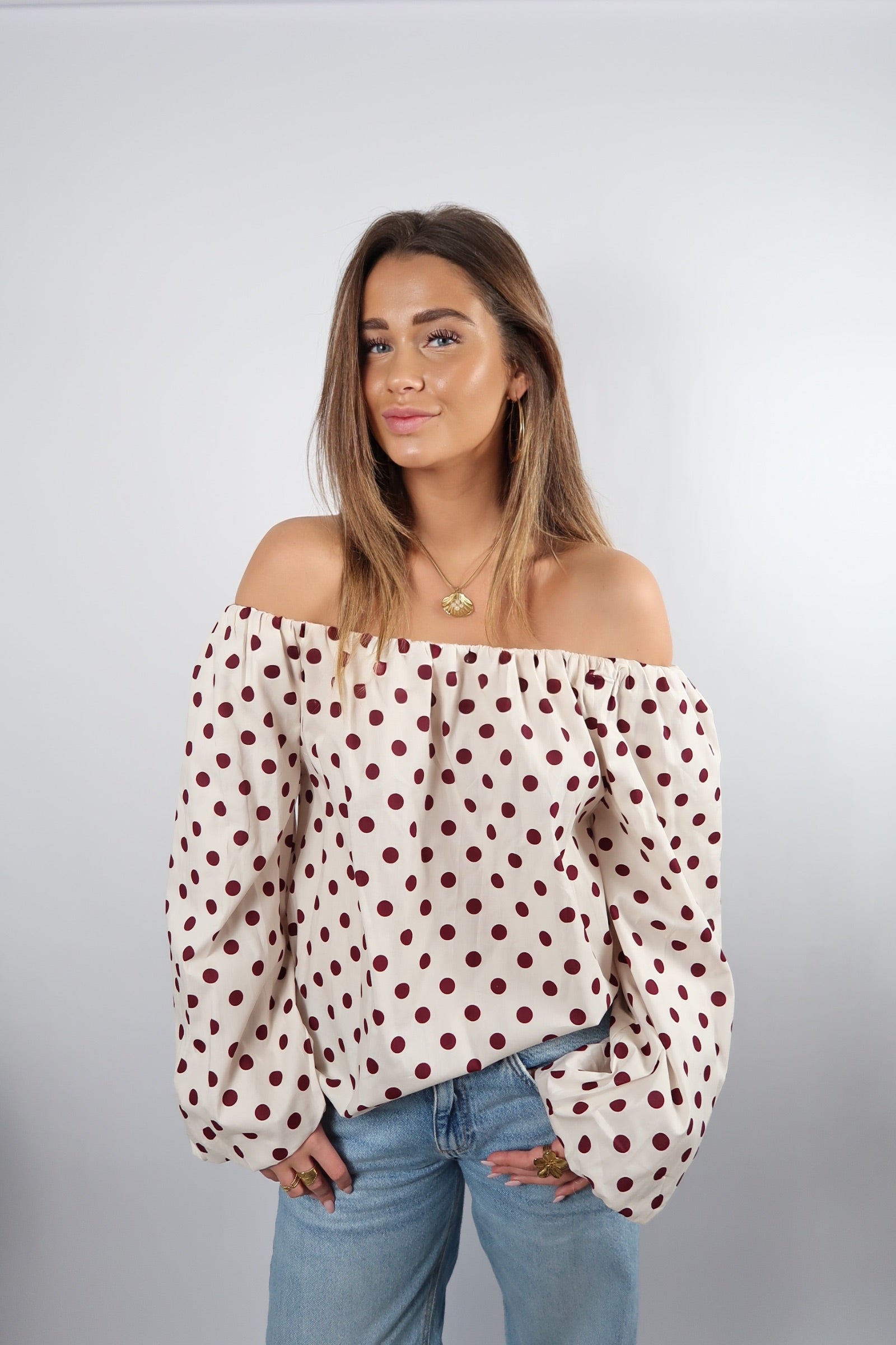White Polka Top
