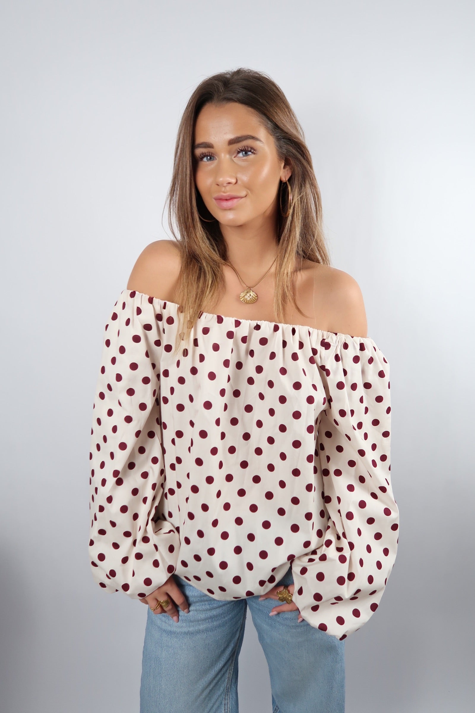 White Polka Top