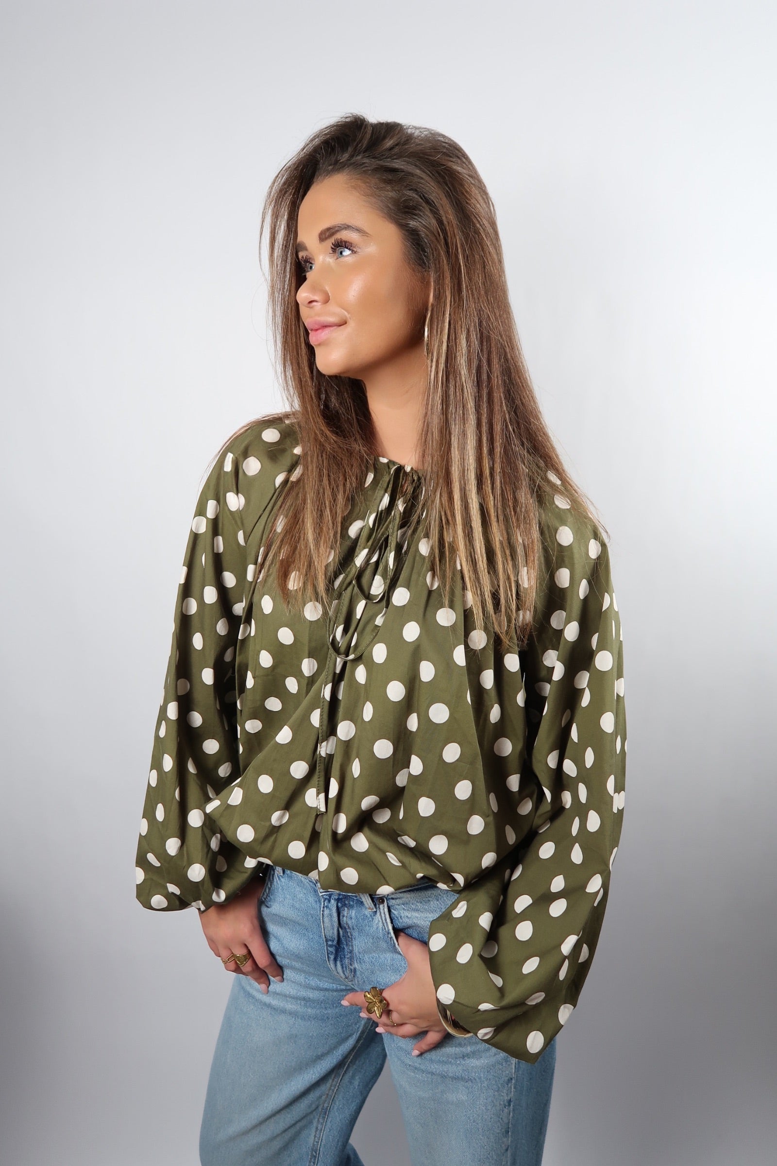 Green Polka Blouse