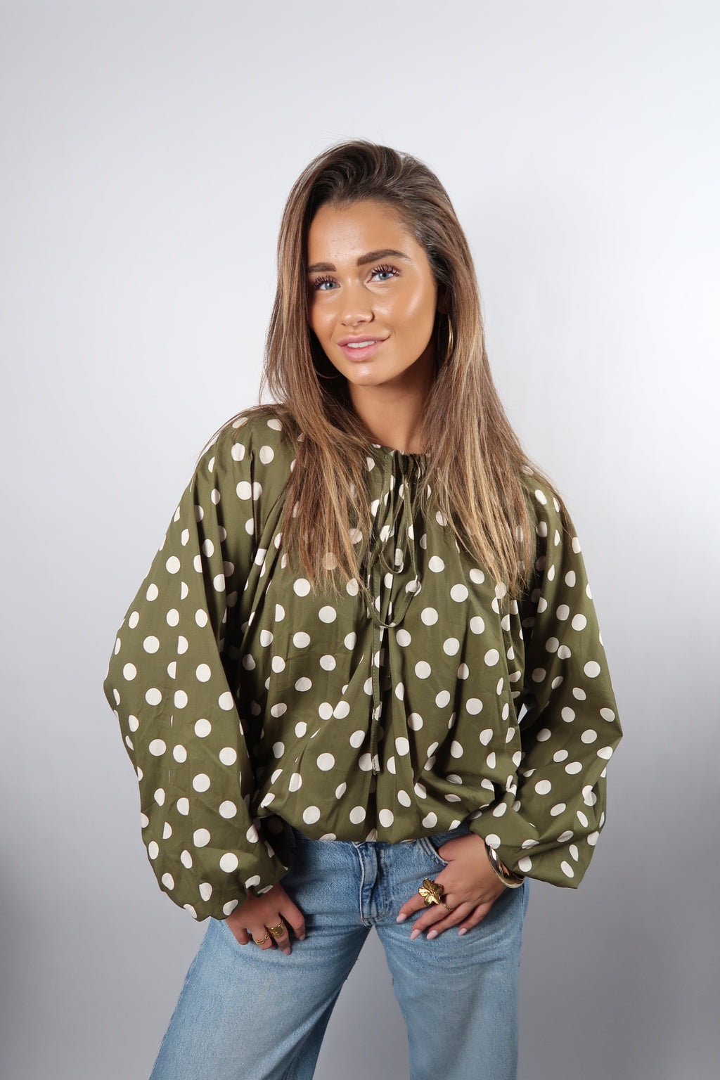 Green Polka Blouse