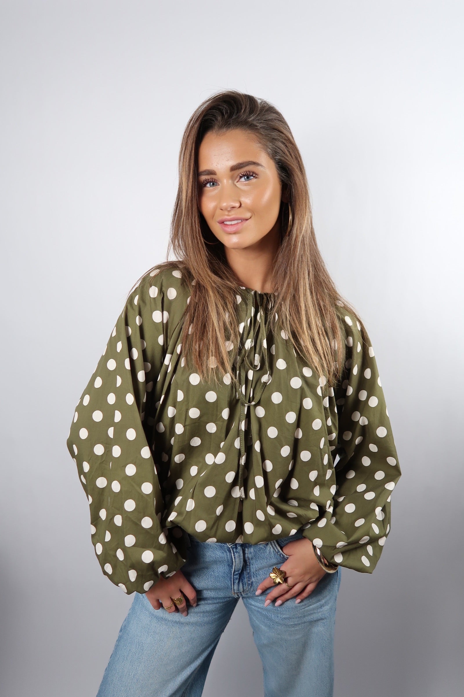 Green Polka Blouse