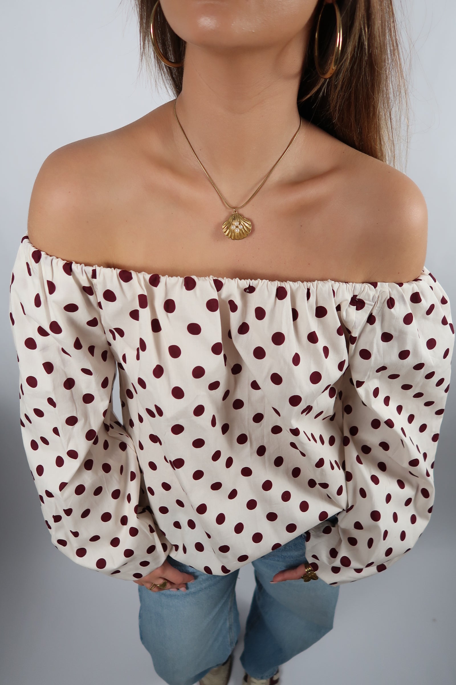 White Polka Top