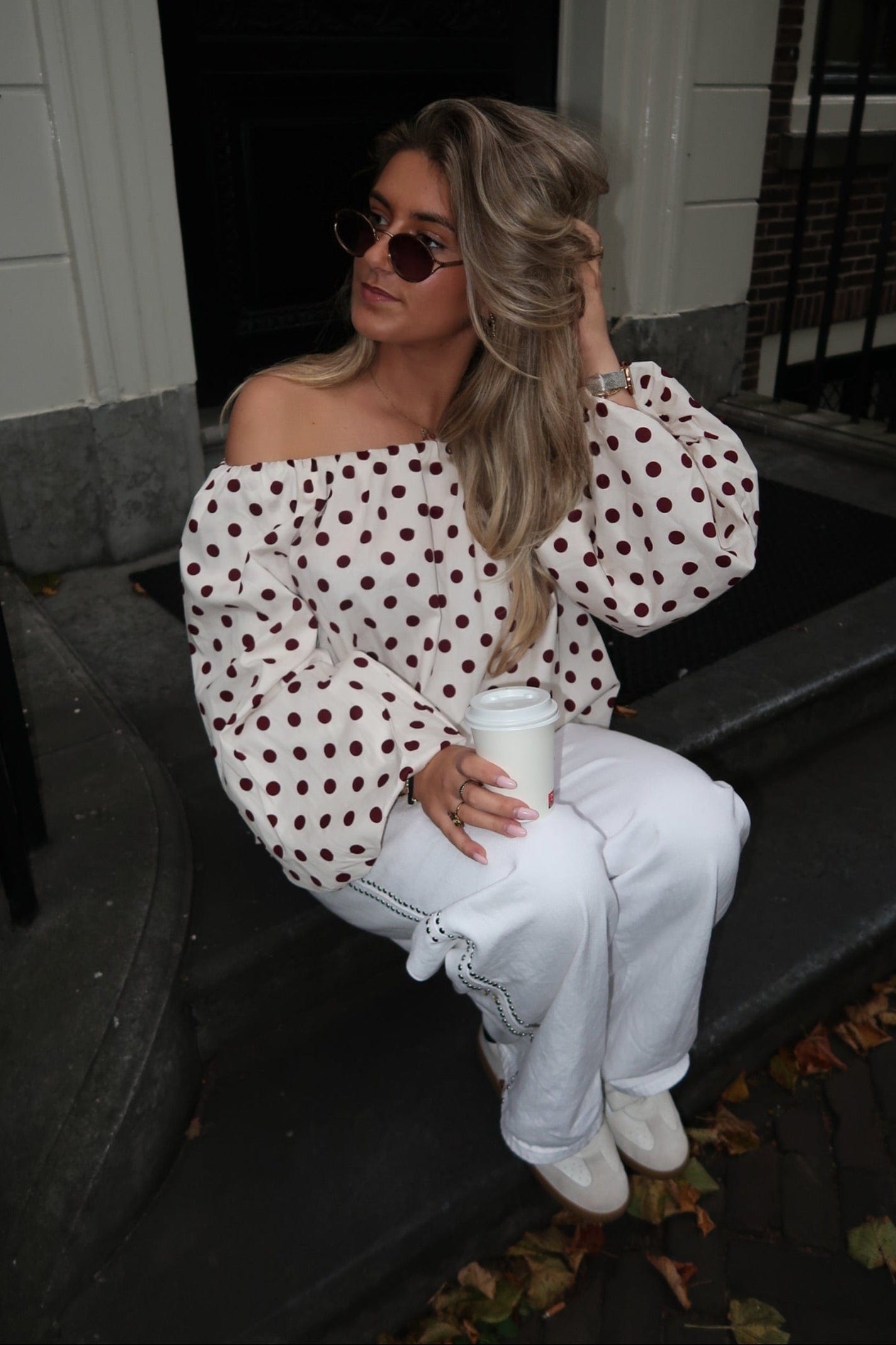 White Polka Top