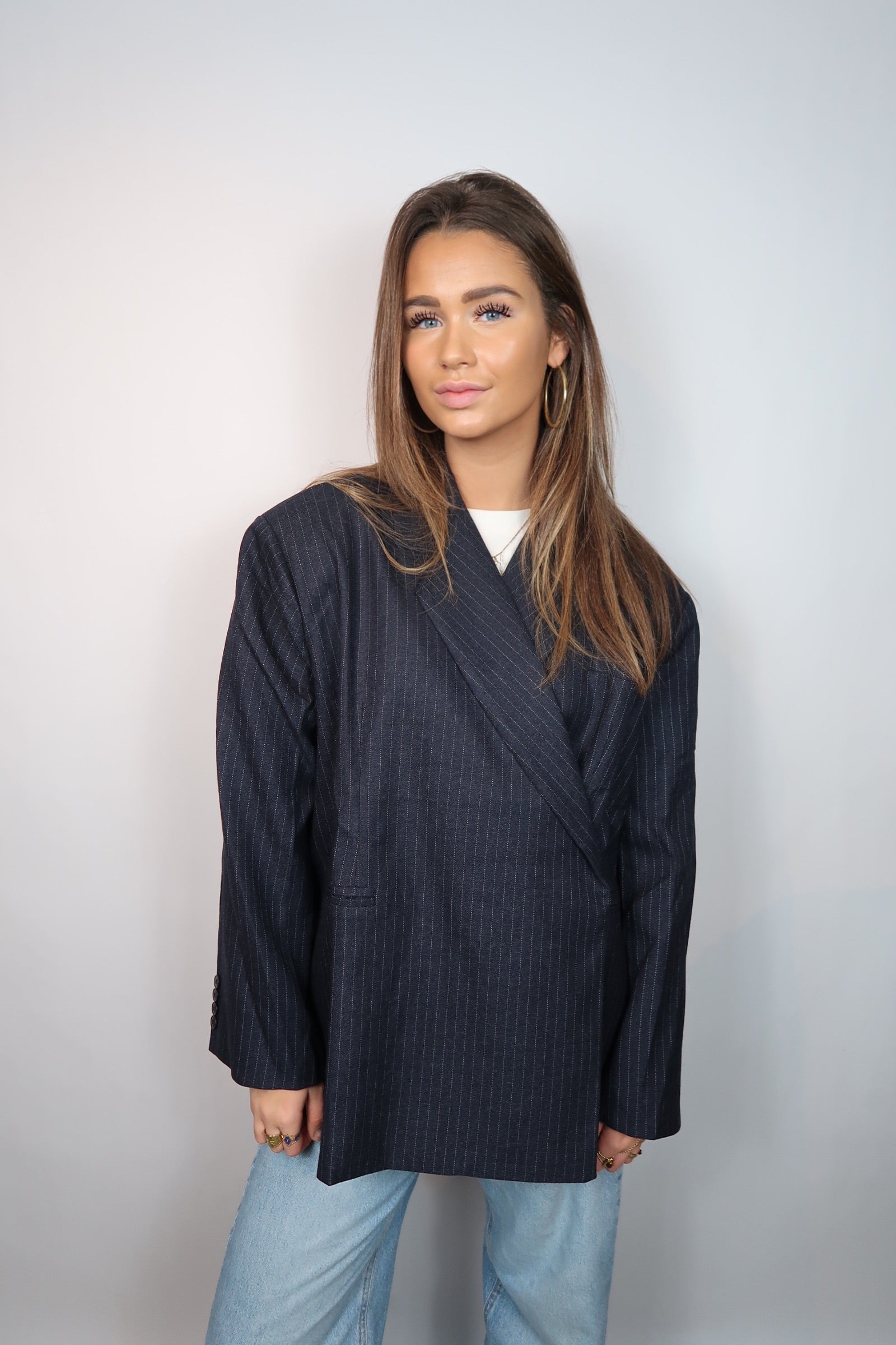 Navy Pinstripe Blazer