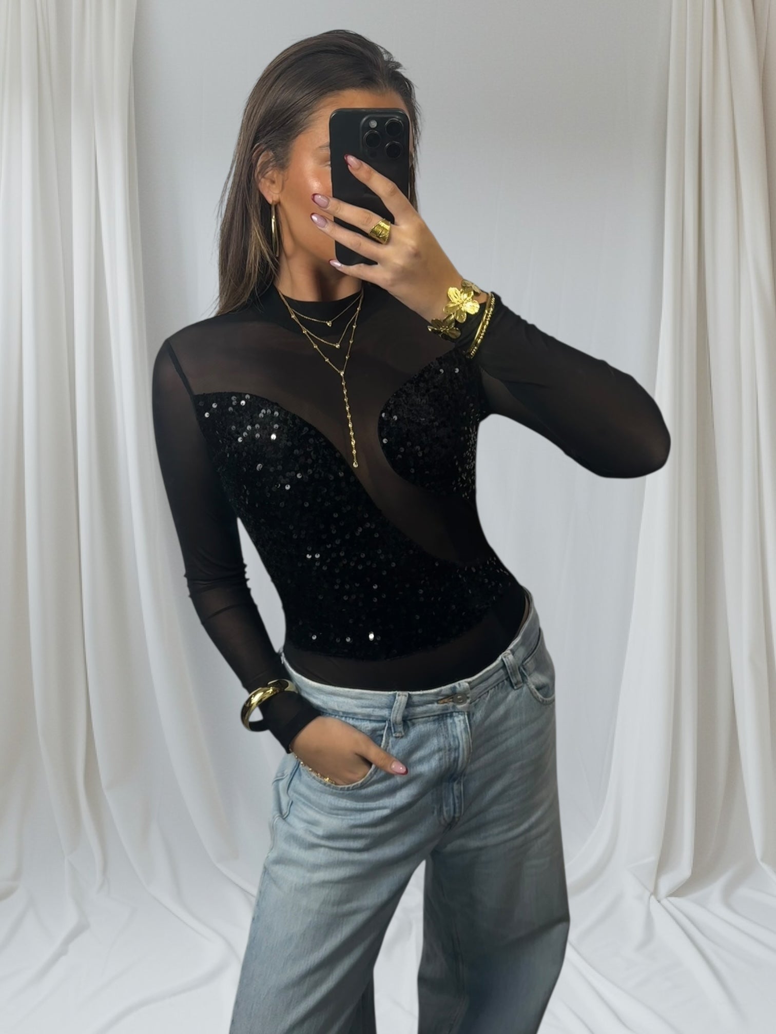 Black Sequin Top