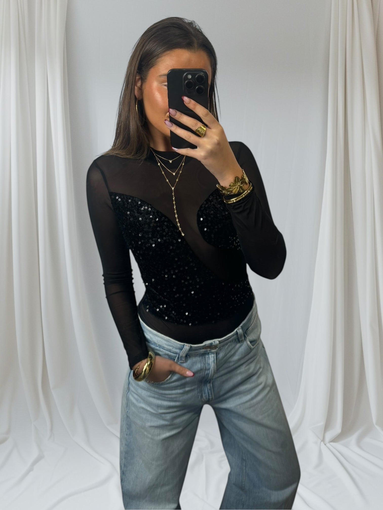 Black Sequin Top