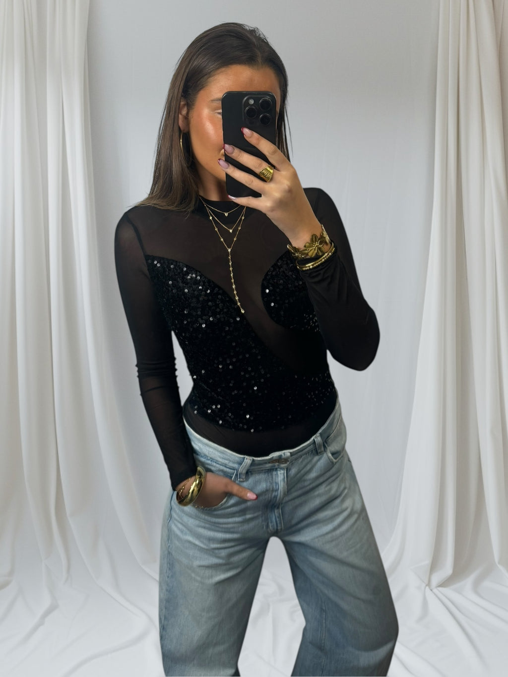 Black Sequin Top