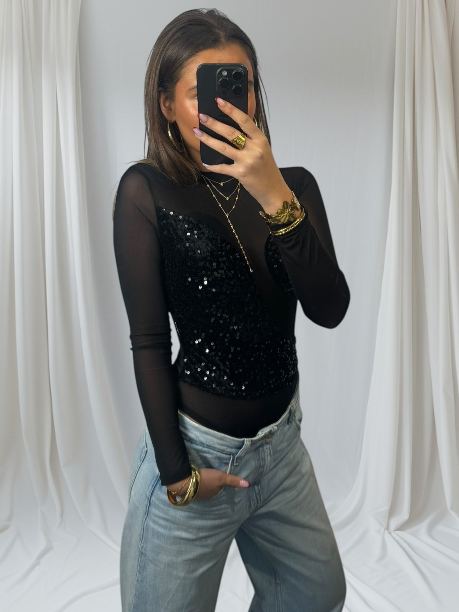 Black Sequin Top
