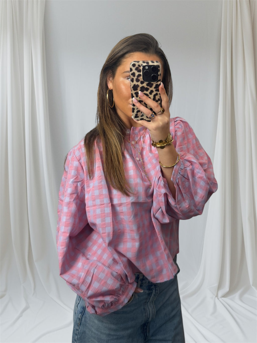 Blush Check Blouse